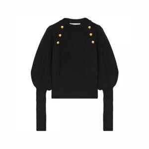 Veronica Beard Black Sweater with Gold Buttons